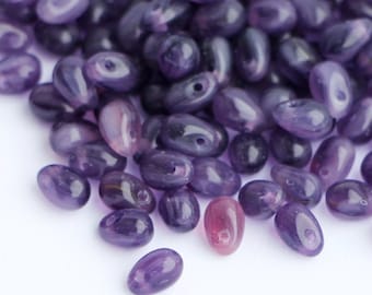 50pcs lilac mini glass teardrops 4x6mm Opal Purple Czech Glass Drop Beads Milky Lavender