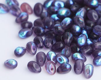 50pcs Lavender Czech teardrops mini 4x6mm Purple Opal Czech Glass Drops Beads Rainbow Milky Lilac Teardrops