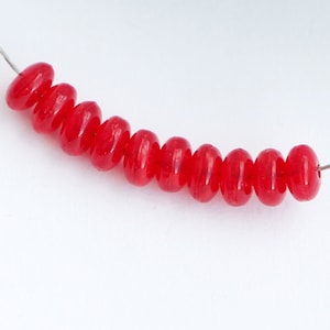 100pcs milky red Czech Rondelle bead 4x2mm Spacers Rondelle Beads Glass Donuts Beads Small opal Red Discs Wheel Beads