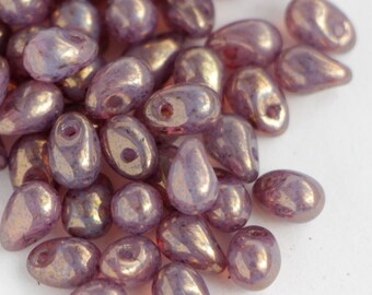 Czech Pressed Glass Beads in the form of dagger Amethyst Opal 50pcs Dagger Small Beads Violet Opal 3x10mm