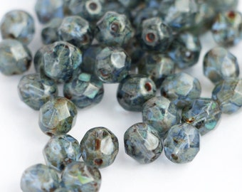 10mm 10 light sapphire Czech glass fire polished beads 3003