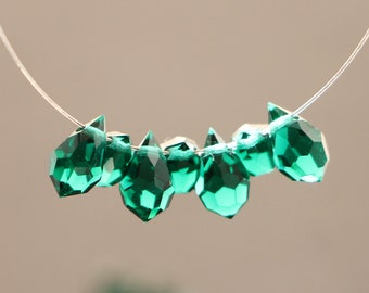 5pcs Preciosa Crystal pendants 6x10mm Emerald Czech Crystal Teardrops drops briolette green