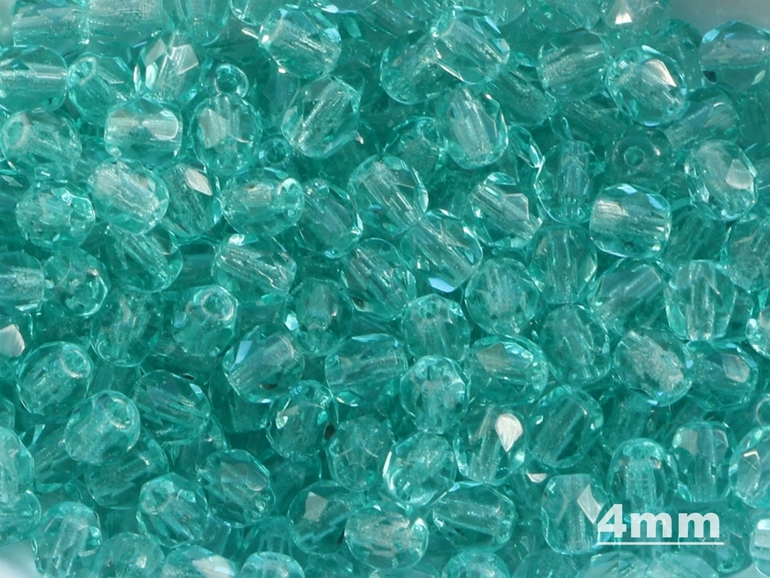 Perla rotonda di Murano 6 mm Acquamarina e foglia d'argento x1 - Perles & Co