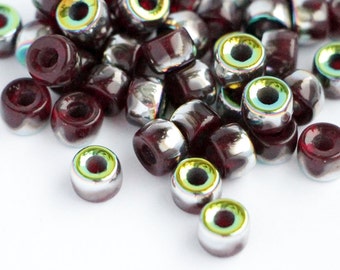 30pcs Garnet Red Vitral Green 6x4mm Pony beads 2mm large hole Roller beads Czech Glass Beads round big spacer beads