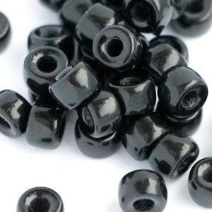 30 pezzi Perline di vetro Pony 2 mm Perline a rullo nere con foro grande Perline di vetro ceche 6 x 4 mm Perline di Jet per cordino