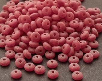 50 Czech Glass Rondelle Beads - Red 4x2mm - For Jewelry Making