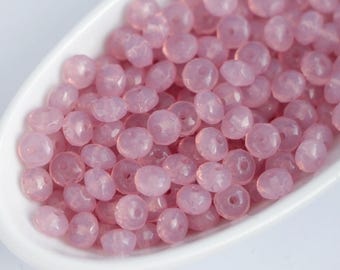 50pcs 3x5mm Opal Rose Milky Rondelle Beads Czech Fire Polished Beads 5x3mm Small Rondo Polish Faceted Beads