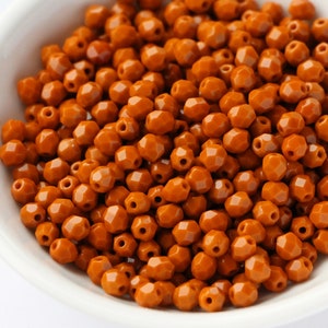 50pcs Terracotta Brown 4mm Czech Fire Polished Glass Faceted Round Beads 4mm Terra Cotta Brown image 4