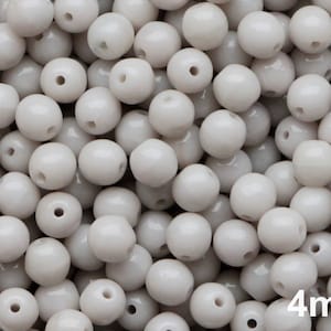 100pcs Shade opaque Grey Round Beads 4mm Czech Glass Druk Beads 4mm Small Round Beads pale gray