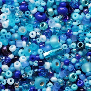 40g Assorted Mix Blue Czech Glass Seed Beads Rocaille Bugle Mixes mixed beads blue mixed seed bead assorted beads assorted seed beads