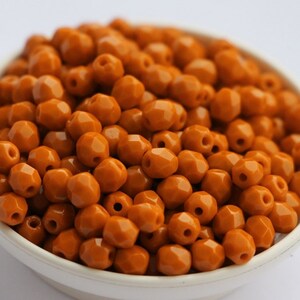 50pcs Terracotta Brown 4mm Czech Fire Polished Glass Faceted Round Beads 4mm Terra Cotta Brown image 9