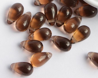 20pcs Smoked Topaz Czech Glass Drop beads 10x6mm Pendant beads teardrops Beads Briolette Beads Brown