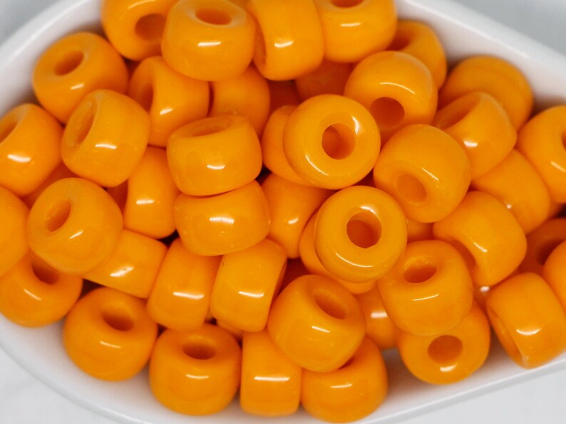 20pcs Orange Pony beads 3mm large hole Roller beads 9x6mm Czech Glass Beads round big spacer beads image 5