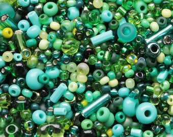 40g Assorted Mix Green Turquoise Seed Beads Rocailles Bugles Green mixed beads mixed seed bead assorted beads soup seed beads