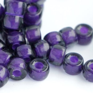 30 pezzi Montana Blue Purple Line 6 x 4 mm Perline Pony 2 mm Foro grande Perline a rullo Perline di vetro ceche Perline distanziatrici rotonde grandi