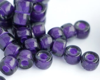 30pcs Montana Blue Purple Line 6x4mm Pony beads 2mm large hole Roller beads Czech Glass Beads round big spacer beads