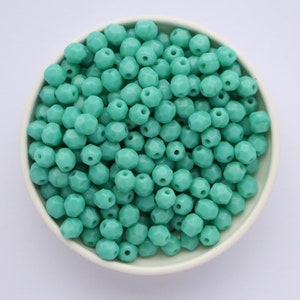 50pcs Turquoise 4mm Czech Fire Polished Beads Round Bead Menthol Green Faceted Glass Beads 4mm image 2