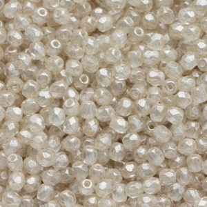 100pcs Crystal Pearled 3mm Czech Fire Polished Beads Round Glass Small Polish Faceted Clear Pearl luster