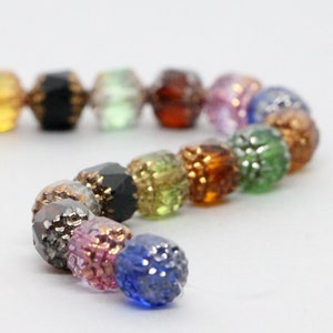 15pcs Mix Glass Cathedral Beads 8mm Czech Glass Beads faceted beads antique beads vintage color mix