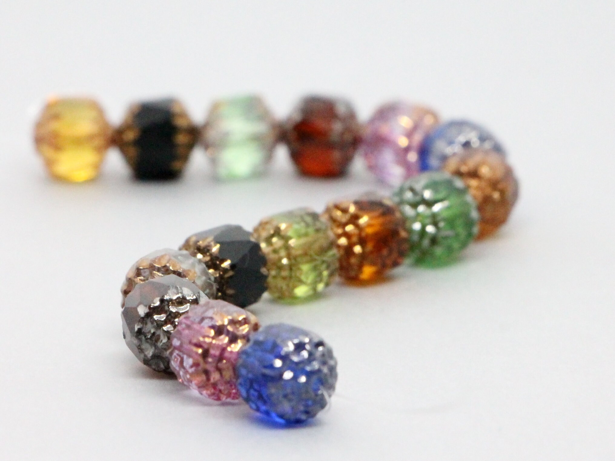 15pcs Mix Glass Cathedral Beads 8mm Czech Glass Beads Faceted - Etsy