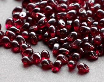4x6mm Dark Garnet Red Tiny Teardrop (50pcs) Czech Glass Drops