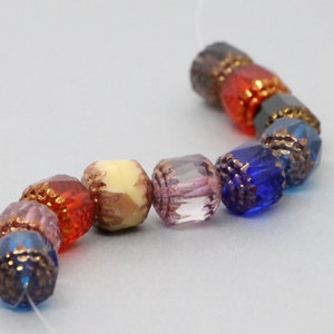 10pcs Cathedral Beads 10mm Czech Glass Beads faceted beads 10mm antique beads vintage mix color