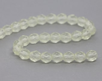 30pcs Matte Yellow 6mm Czech Glass Fire Polished Beads Facet Round 6mm yellow Jonquil  frosted