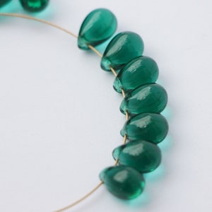 25pcs Green Emerald Czech Drops 6x9mm Colors Czech Glass Green Teardrops Beads Briolette emerald