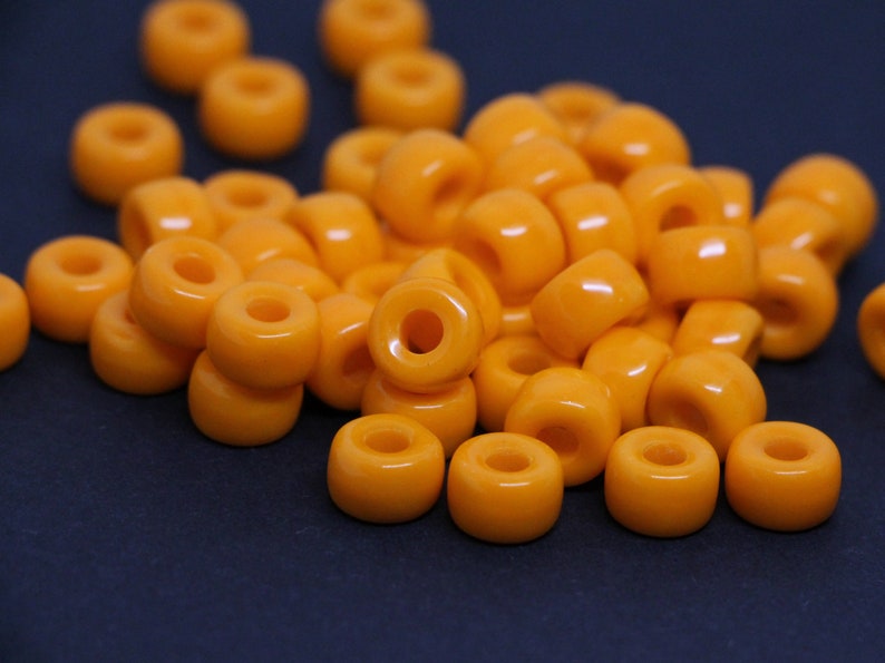 20pcs Orange Pony beads 3mm large hole Roller beads 9x6mm Czech Glass Beads round big spacer beads image 2