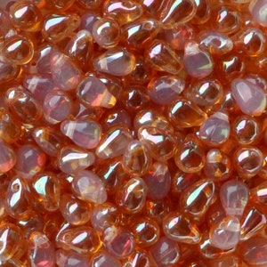 50pcs celsian moonstone Czech glass drop beads 4x6mm Opal orange gold Czech Glass Beads Tiny Teardrops Opalite Beads Milky White image 6