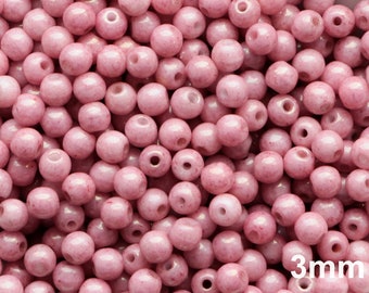 100pcs Picasso Golden Pink Glass Bead 3mm Czech Pressed Beads 3mm Tiny Round Beads Bead Pink 3mm Smooth round bead rose