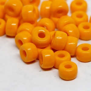20pcs Orange Pony beads 3mm large hole Roller beads 9x6mm Czech Glass Beads round big spacer beads image 4