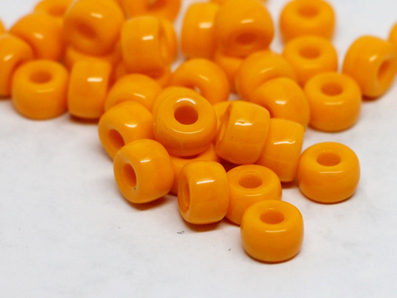 20pcs Orange Pony beads 3mm large hole Roller beads 9x6mm Czech Glass Beads round big spacer beads image 4