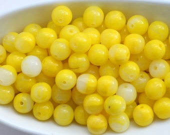 50pcs Mix yellow 6mm Czech Glass Beads 6mm Round Beads Mixes yellow Round Glass Beads