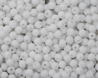 100pcs Matte White 3mm Round Beads Czech Pressed Beads 3mm Small Tiny Round Beads Frosted White smooth round beads Czech glass beads