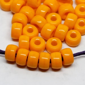 20pcs Orange Pony beads 3mm large hole Roller beads 9x6mm Czech Glass Beads round big spacer beads image 1