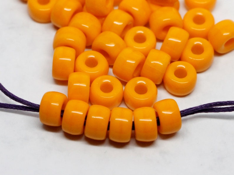 20pcs Orange Pony beads 3mm large hole Roller beads 9x6mm Czech Glass Beads round big spacer beads image 1