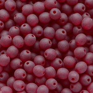 50pcs Matte Ruby Red 5mm Czech Glass Beads 5mm Smooth Round Beads Frosted Red Round Seaglass Beads