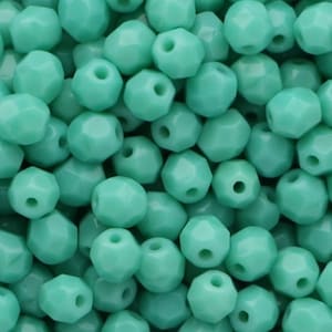 50pcs Turquoise 4mm Czech Fire Polished Beads Round Bead Menthol Green Faceted Glass Beads 4mm image 1