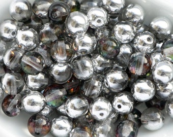 50pcs Marea Crystal Beads 6mm Czech Glass Beads 6mm Smooth Round Beads Antique