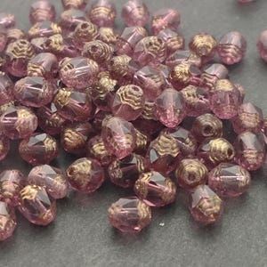 20pcs Amethyst Bronze Oval Cathedral 8x6mm Czech Glass Beads with bronze ends fire polished 8mm Cathedral facet glass beads purple