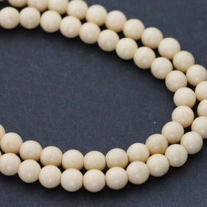 50pcs beige Ivory 6mm Czech Glass Round Beads 6mm Smooth Round Beads Beige cream