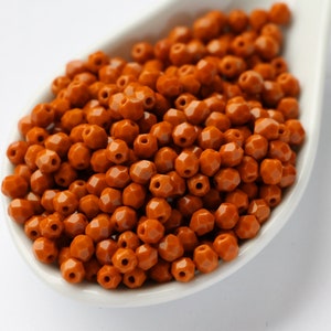 50pcs Terracotta Brown 4mm Czech Fire Polished Glass Faceted Round Beads 4mm Terra Cotta Brown image 5