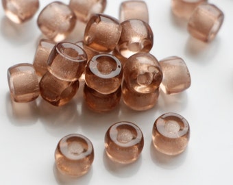 30pcs Smoky Topaz Pony beads 6x4mm 2mm large hole Roller beads Czech Glass Beads round big spacer beads brown