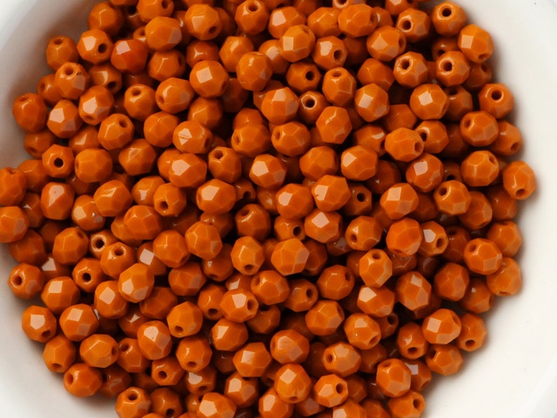 50pcs Terracotta Brown 4mm Czech Fire Polished Glass Faceted Round Beads 4mm Terra Cotta Brown image 1