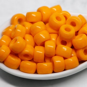 20pcs Orange Pony beads 3mm large hole Roller beads 9x6mm Czech Glass Beads round big spacer beads image 3