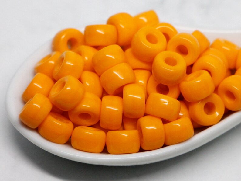 20pcs Orange Pony beads 3mm large hole Roller beads 9x6mm Czech Glass Beads round big spacer beads image 3