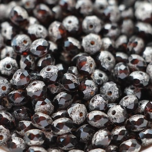 50pcs Antique Smoked Topaz Rondelle 5x3mm Czech Glass beads Fire Polished Bead 5x3mm Small Faceted Bead Vintage Brown Silver