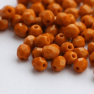 50pcs Terracotta Brown 4mm Czech Fire Polished Glass Faceted Round Beads 4mm Terra Cotta Brown image 8