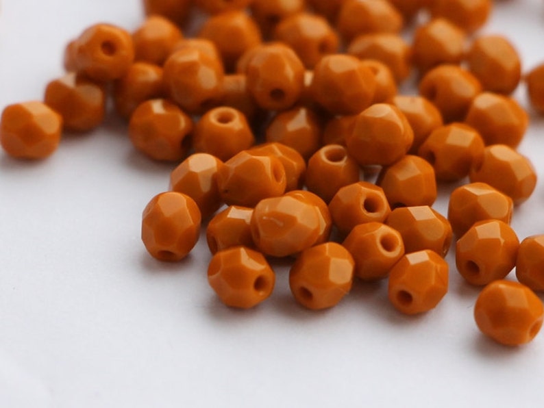50pcs Terracotta Brown 4mm Czech Fire Polished Glass Faceted Round Beads 4mm Terra Cotta Brown image 8